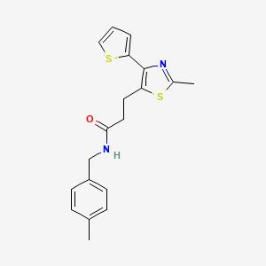 molecular formula C19H20N2OS2 B3200305 3-(2-methyl-4-(thiophen-2-yl)thiazol-5-yl)-N-(4-methylbenzyl)propanamide CAS No. 1017662-85-9