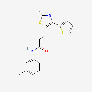 molecular formula C19H20N2OS2 B3200317 N-(3,4-dimethylphenyl)-3-(2-methyl-4-(thiophen-2-yl)thiazol-5-yl)propanamide CAS No. 1017662-97-3