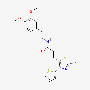 molecular formula C21H24N2O3S2 B3200339 N-[2-(3,4-dimethoxyphenyl)ethyl]-3-[2-methyl-4-(thiophen-2-yl)-1,3-thiazol-5-yl]propanamide CAS No. 1017663-20-5