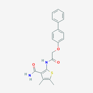 molecular formula C21H20N2O3S B320044 2-{[(Biphenyl-4-yloxy)acetyl]amino}-4,5-dimethylthiophene-3-carboxamide 