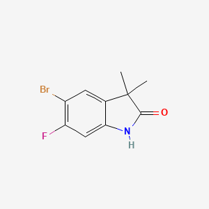 molecular formula C10H9BrFNO B3200462 5-Bromo-6-fluoro-3,3-dimethyl-1,3-dihydroindolin-2-one CAS No. 1017860-04-6