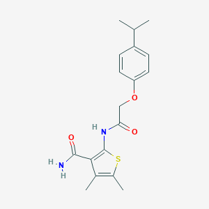 molecular formula C18H22N2O3S B320048 2-{[(4-Isopropylphenoxy)acetyl]amino}-4,5-dimethyl-3-thiophenecarboxamide 