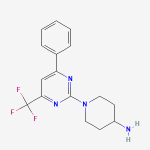 molecular formula C16H17F3N4 B3200489 1-(4-Phenyl-6-(trifluoromethyl)pyrimidin-2-yl)piperidin-4-amine CAS No. 1018125-23-9