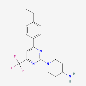 molecular formula C18H21F3N4 B3200506 1-(4-(4-Ethylphenyl)-6-(trifluoromethyl)pyrimidin-2-yl)piperidin-4-amine CAS No. 1018143-39-9