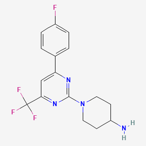 molecular formula C16H16F4N4 B3200519 1-(4-(4-Fluorophenyl)-6-(trifluoromethyl)pyrimidin-2-yl)piperidin-4-amine CAS No. 1018143-48-0