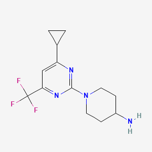 molecular formula C13H17F3N4 B3200526 1-(4-环丙基-6-(三氟甲基)嘧啶-2-基)哌啶-4-胺 CAS No. 1018143-59-3