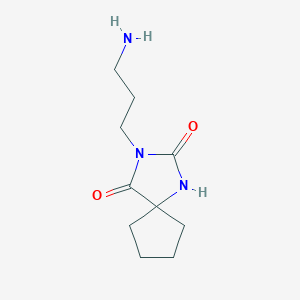 molecular formula C10H17N3O2 B3200545 3-(3-Aminopropyl)-1,3-diazaspiro[4.4]nonane-2,4-dione CAS No. 1018185-30-2