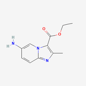 molecular formula C11H13N3O2 B3200576 Ethyl 6-amino-2-methylimidazo[1,2-a]pyridine-3-carboxylate CAS No. 1018305-95-7