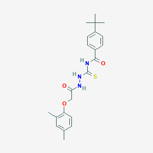 molecular formula C22H27N3O3S B320061 4-tert-butyl-N-({2-[(2,4-dimethylphenoxy)acetyl]hydrazino}carbothioyl)benzamide 