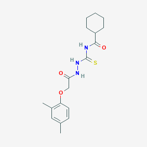 molecular formula C18H25N3O3S B320063 N-({2-[(2,4-dimethylphenoxy)acetyl]hydrazino}carbothioyl)cyclohexanecarboxamide 