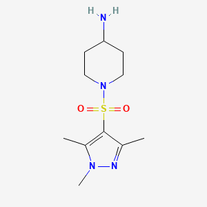 molecular formula C11H20N4O2S B3200665 1-((1,3,5-Trimethyl-1H-pyrazol-4-yl)sulfonyl)piperidin-4-amine CAS No. 1018996-06-9