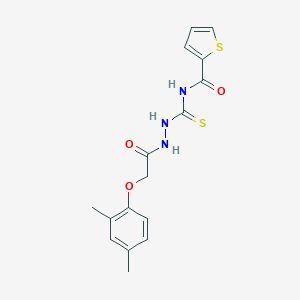 molecular formula C16H17N3O3S2 B320068 N-({2-[(2,4-dimethylphenoxy)acetyl]hydrazino}carbothioyl)-2-thiophenecarboxamide 
