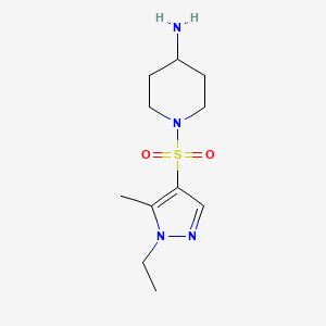 molecular formula C11H20N4O2S B3200684 1-((1-Ethyl-5-methyl-1H-pyrazol-4-yl)sulfonyl)piperidin-4-amine CAS No. 1019006-31-5