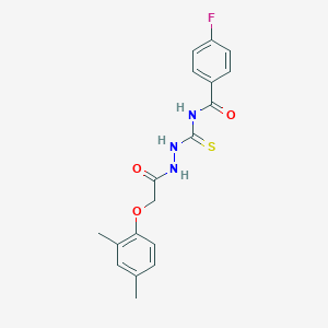 molecular formula C18H18FN3O3S B320070 N-({2-[(2,4-dimethylphenoxy)acetyl]hydrazino}carbothioyl)-4-fluorobenzamide 