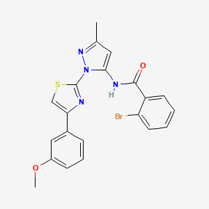 molecular formula C21H17BrN4O2S B3200701 2-bromo-N-(1-(4-(3-methoxyphenyl)thiazol-2-yl)-3-methyl-1H-pyrazol-5-yl)benzamide CAS No. 1019095-18-1