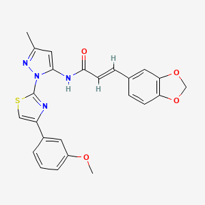 molecular formula C24H20N4O4S B3200715 (E)-3-(benzo[d][1,3]dioxol-5-yl)-N-(1-(4-(3-methoxyphenyl)thiazol-2-yl)-3-methyl-1H-pyrazol-5-yl)acrylamide CAS No. 1019095-27-2