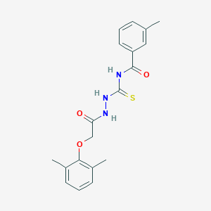 molecular formula C19H21N3O3S B320073 N-({2-[(2,6-dimethylphenoxy)acetyl]hydrazino}carbothioyl)-3-methylbenzamide 