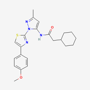 molecular formula C22H26N4O2S B3200732 2-cyclohexyl-N-(1-(4-(4-methoxyphenyl)thiazol-2-yl)-3-methyl-1H-pyrazol-5-yl)acetamide CAS No. 1019095-48-7