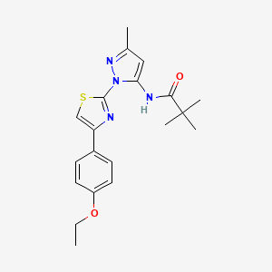 molecular formula C20H24N4O2S B3200744 N-(1-(4-(4-ethoxyphenyl)thiazol-2-yl)-3-methyl-1H-pyrazol-5-yl)pivalamide CAS No. 1019095-52-3