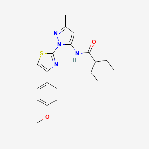 molecular formula C21H26N4O2S B3200751 N-(1-(4-(4-ethoxyphenyl)thiazol-2-yl)-3-methyl-1H-pyrazol-5-yl)-2-ethylbutanamide CAS No. 1019095-53-4