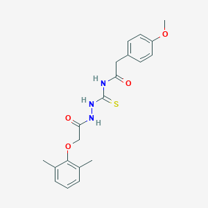 molecular formula C20H23N3O4S B320080 N-({2-[(2,6-dimethylphenoxy)acetyl]hydrazino}carbothioyl)-2-(4-methoxyphenyl)acetamide 