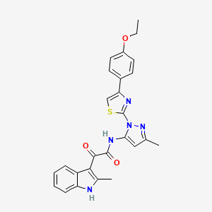 N-(1-(4-(4-ethoxyphenyl)thiazol-2-yl)-3-methyl-1H-pyrazol-5-yl)-2-(2-methyl-1H-indol-3-yl)-2-oxoacetamide