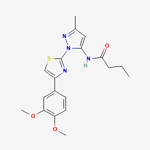 molecular formula C19H22N4O3S B3200848 N-(1-(4-(3,4-dimethoxyphenyl)thiazol-2-yl)-3-methyl-1H-pyrazol-5-yl)butyramide CAS No. 1019095-93-2