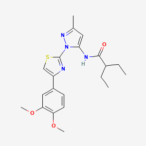 molecular formula C21H26N4O3S B3200867 N-(1-(4-(3,4-dimethoxyphenyl)thiazol-2-yl)-3-methyl-1H-pyrazol-5-yl)-2-ethylbutanamide CAS No. 1019095-98-7