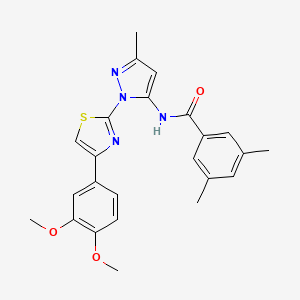 molecular formula C24H24N4O3S B3200891 N-(1-(4-(3,4-dimethoxyphenyl)thiazol-2-yl)-3-methyl-1H-pyrazol-5-yl)-3,5-dimethylbenzamide CAS No. 1019096-08-2