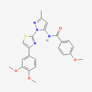 molecular formula C23H22N4O4S B3200899 N-(1-(4-(3,4-dimethoxyphenyl)thiazol-2-yl)-3-methyl-1H-pyrazol-5-yl)-4-methoxybenzamide CAS No. 1019096-09-3