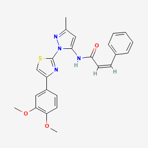 molecular formula C24H22N4O3S B3200912 (Z)-N-(1-(4-(3,4-dimethoxyphenyl)thiazol-2-yl)-3-methyl-1H-pyrazol-5-yl)-3-phenylacrylamide CAS No. 1019096-34-4