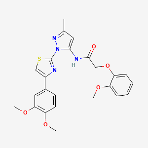 molecular formula C24H24N4O5S B3200916 N-(1-(4-(3,4-dimethoxyphenyl)thiazol-2-yl)-3-methyl-1H-pyrazol-5-yl)-2-(2-methoxyphenoxy)acetamide CAS No. 1019096-38-8