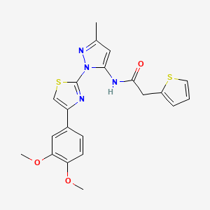 molecular formula C21H20N4O3S2 B3200945 N-(1-(4-(3,4-dimethoxyphenyl)thiazol-2-yl)-3-methyl-1H-pyrazol-5-yl)-2-(thiophen-2-yl)acetamide CAS No. 1019096-54-8