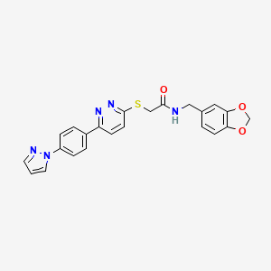 molecular formula C23H19N5O3S B3201002 2-((6-(4-(1H-pyrazol-1-yl)phenyl)pyridazin-3-yl)thio)-N-(benzo[d][1,3]dioxol-5-ylmethyl)acetamide CAS No. 1019096-87-7