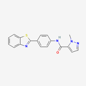 molecular formula C18H14N4OS B3201006 N-(4-(benzo[d]thiazol-2-yl)phenyl)-1-methyl-1H-pyrazole-5-carboxamide CAS No. 1019096-88-8