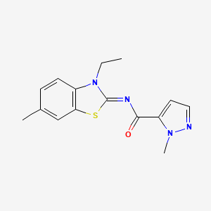 molecular formula C15H16N4OS B3201016 (E)-N-(3-ethyl-6-methylbenzo[d]thiazol-2(3H)-ylidene)-1-methyl-1H-pyrazole-5-carboxamide CAS No. 1019097-20-1