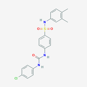 molecular formula C21H20ClN3O3S B320104 4-{[(4-chloroanilino)carbonyl]amino}-N-(3,4-dimethylphenyl)benzenesulfonamide 