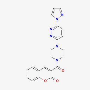 molecular formula C21H18N6O3 B3201057 3-(4-(6-(1H-pyrazol-1-yl)pyridazin-3-yl)piperazine-1-carbonyl)-2H-chromen-2-one CAS No. 1019100-87-8