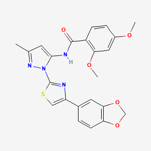 molecular formula C23H20N4O5S B3201074 N-(1-(4-(benzo[d][1,3]dioxol-5-yl)thiazol-2-yl)-3-methyl-1H-pyrazol-5-yl)-2,4-dimethoxybenzamide CAS No. 1019101-05-3