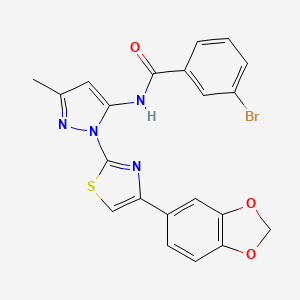 molecular formula C21H15BrN4O3S B3201075 N-(1-(4-(benzo[d][1,3]dioxol-5-yl)thiazol-2-yl)-3-methyl-1H-pyrazol-5-yl)-3-bromobenzamide CAS No. 1019101-09-7