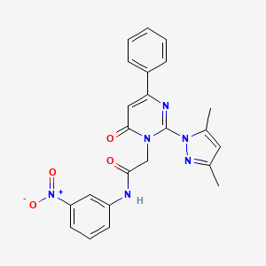 molecular formula C23H20N6O4 B3201103 2-(2-(3,5-dimethyl-1H-pyrazol-1-yl)-6-oxo-4-phenylpyrimidin-1(6H)-yl)-N-(3-nitrophenyl)acetamide CAS No. 1019101-90-6