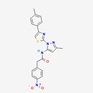 molecular formula C22H19N5O3S B3201156 N-(3-methyl-1-(4-(p-tolyl)thiazol-2-yl)-1H-pyrazol-5-yl)-2-(4-nitrophenyl)acetamide CAS No. 1019102-28-3