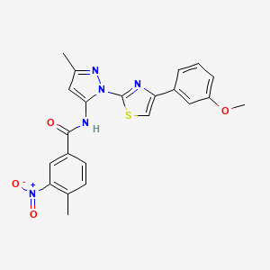 molecular formula C22H19N5O4S B3201173 N-(1-(4-(3-methoxyphenyl)thiazol-2-yl)-3-methyl-1H-pyrazol-5-yl)-4-methyl-3-nitrobenzamide CAS No. 1019102-59-0