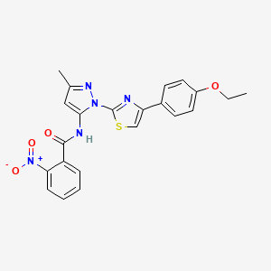 molecular formula C22H19N5O4S B3201176 N-(1-(4-(4-ethoxyphenyl)thiazol-2-yl)-3-methyl-1H-pyrazol-5-yl)-2-nitrobenzamide CAS No. 1019102-63-6