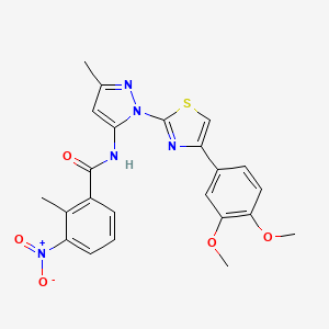 molecular formula C23H21N5O5S B3201193 N-(1-(4-(3,4-dimethoxyphenyl)thiazol-2-yl)-3-methyl-1H-pyrazol-5-yl)-2-methyl-3-nitrobenzamide CAS No. 1019102-68-1
