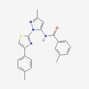 molecular formula C22H20N4OS B3201249 3-methyl-N-(3-methyl-1-(4-(p-tolyl)thiazol-2-yl)-1H-pyrazol-5-yl)benzamide CAS No. 1019102-95-4