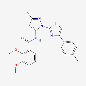 molecular formula C23H22N4O3S B3201253 2,3-dimethoxy-N-(3-methyl-1-(4-(p-tolyl)thiazol-2-yl)-1H-pyrazol-5-yl)benzamide CAS No. 1019102-97-6