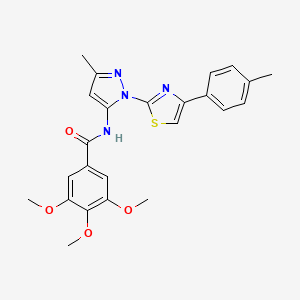 molecular formula C24H24N4O4S B3201259 3,4,5-trimethoxy-N-(3-methyl-1-(4-(p-tolyl)thiazol-2-yl)-1H-pyrazol-5-yl)benzamide CAS No. 1019102-99-8