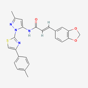 molecular formula C24H20N4O3S B3201271 (E)-3-(benzo[d][1,3]dioxol-5-yl)-N-(3-methyl-1-(4-(p-tolyl)thiazol-2-yl)-1H-pyrazol-5-yl)acrylamide CAS No. 1019103-05-9
