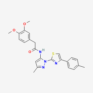 B3201282 2-(3,4-dimethoxyphenyl)-N-(3-methyl-1-(4-(p-tolyl)thiazol-2-yl)-1H-pyrazol-5-yl)acetamide CAS No. 1019103-12-8